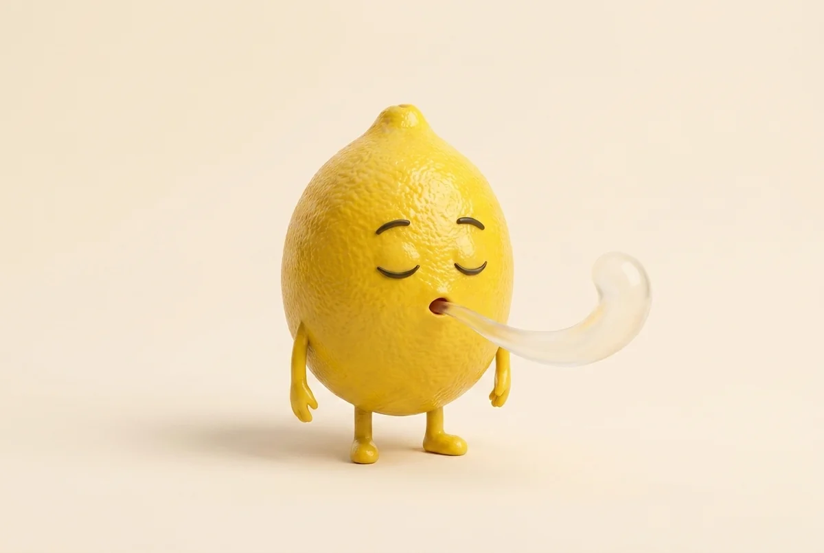 The Lemon Dojo lemon demonstrating the physiological sigh - a double inhale and one long exhale